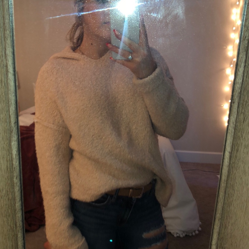 Pink sweater with hood